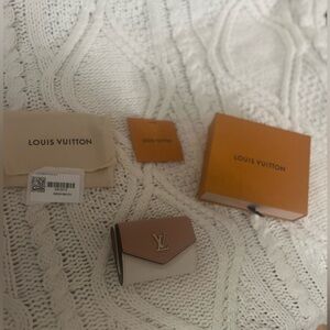 Louis Vuitton pink and Cream Card Holder wallet.